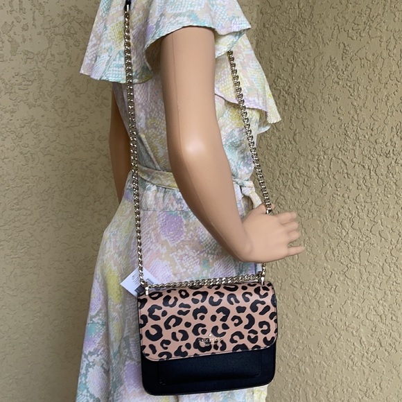 Kate Spade NY remi graphic leopard print pattern flap chain crossbody - Picture 16 of 16